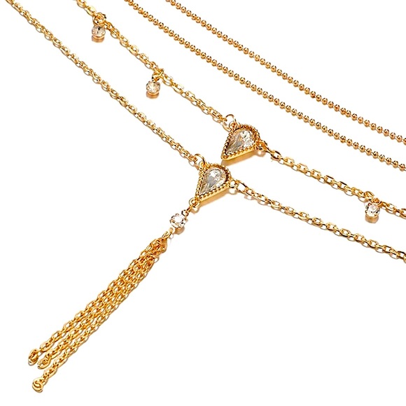 ⚜️[𝟯/$𝟭𝟴]⚜️4 Layered Crystal Drop Choker NEW - Picture 6 of 9